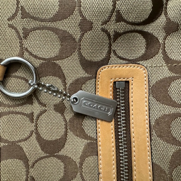 Coach Signature Shoulder Bag Tan And Brown Canvas - Picture 8 of 10